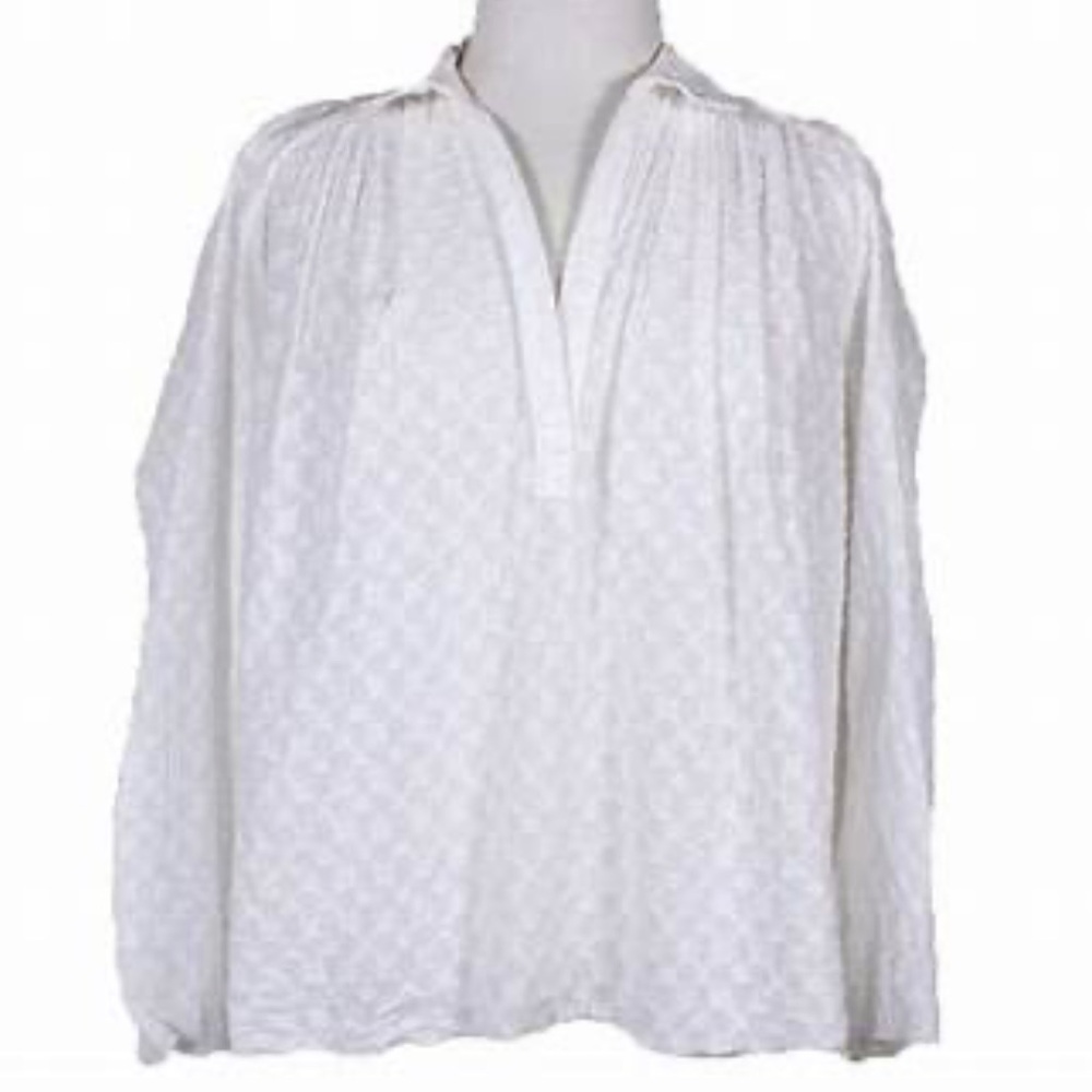 White Relaxed Wrap Blouse with Notched Collar
